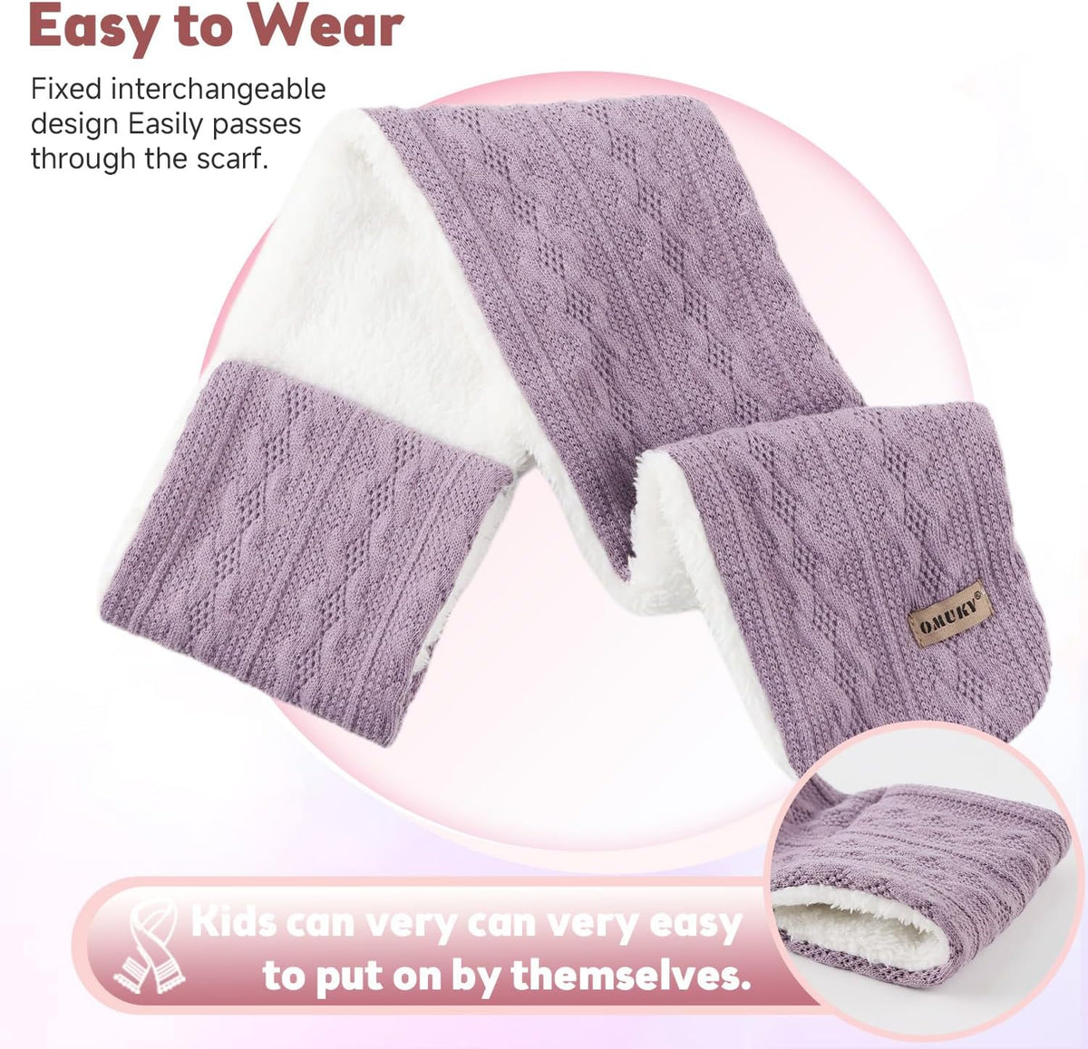 OMUKY Kids Scarf Fleece Warm Knitted Scarf Toddler Cold Weather Neck Warmer