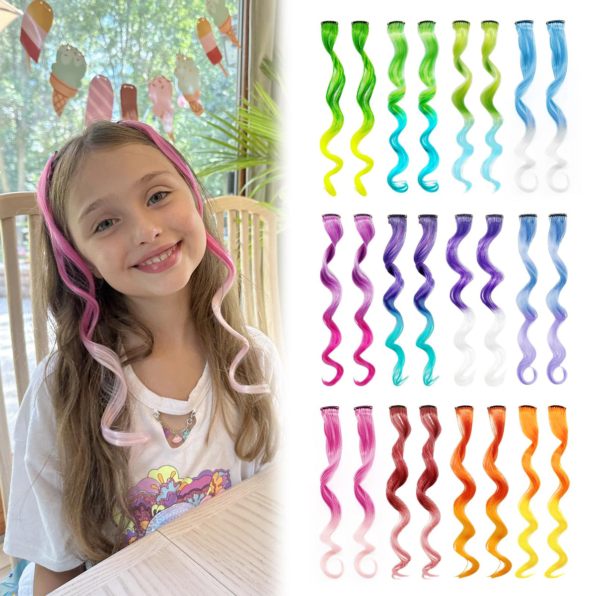 Dreamlover Colorful Crazy Hair Day Accessories for Girls, 24 Pieces