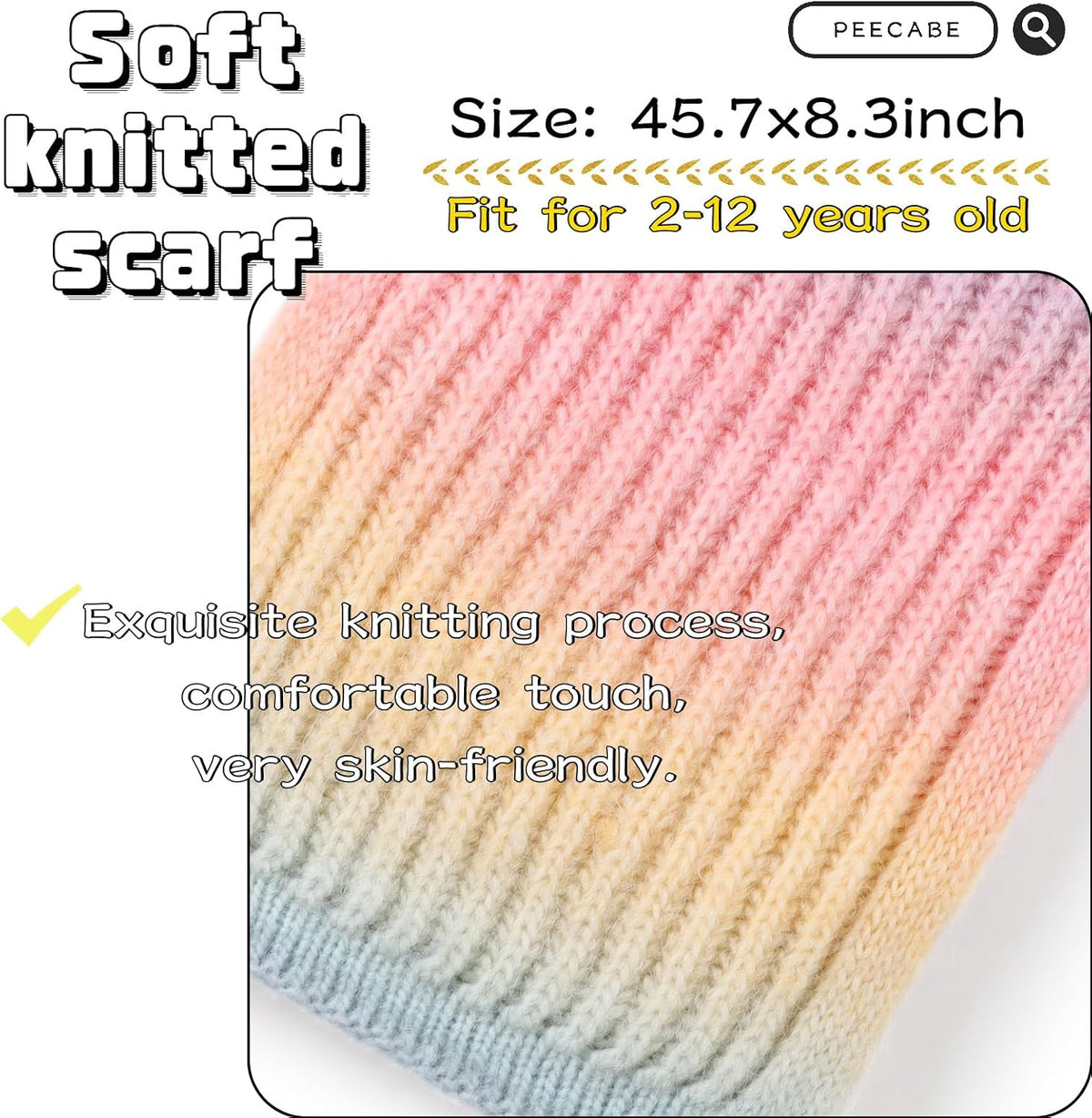 Peecabe Kids Knit Scarf Neck Warmer Soft Warm Winter Classic for Boys Girls
