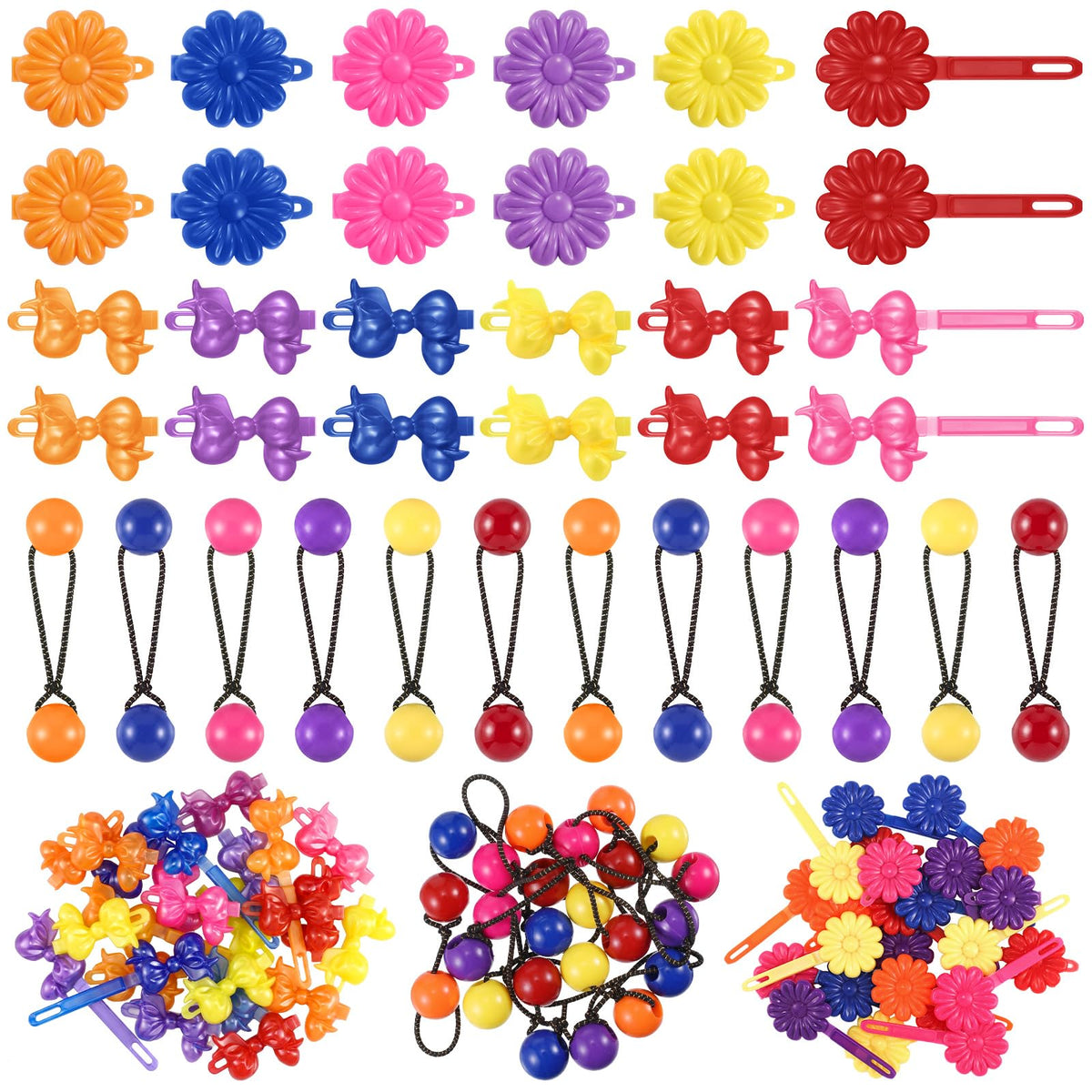 Giegxin 60 Pcs Girls Barrettes Hair Clips Ponytail Ties, ovely Style