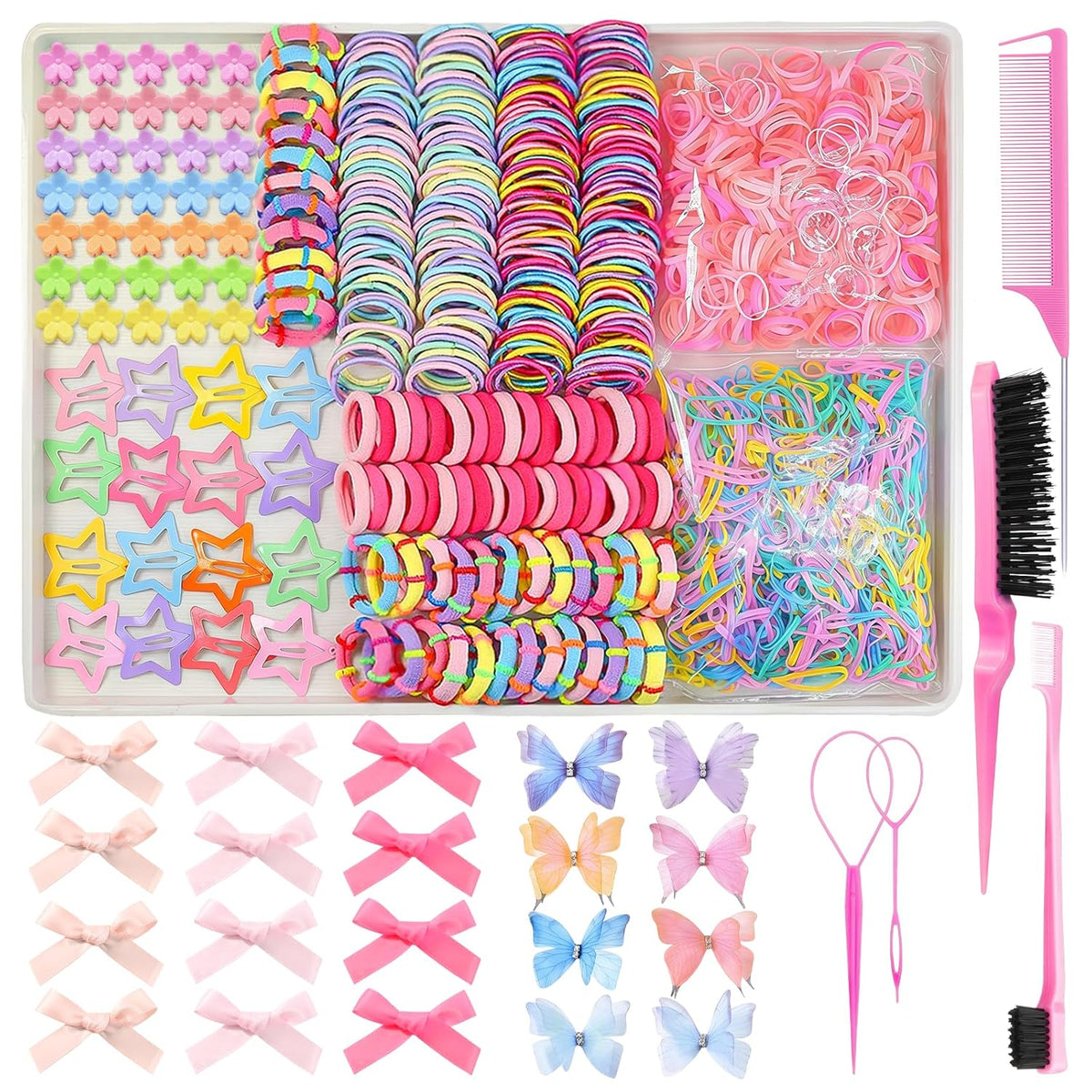 900 PCS Colorful Hair Ties for Girls Hair Accessories Set