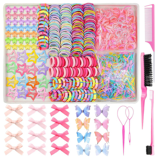 900 PCS Colorful Hair Ties for Girls Hair Accessories Set