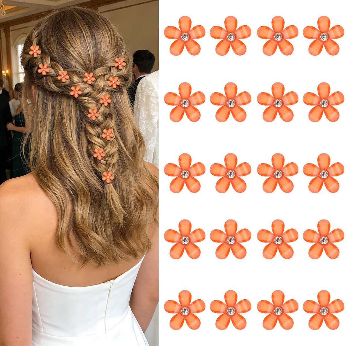 YISSION Colorful Rhinestone Hair Accessories - Mini Flower Hair Clips, Pins & Barrettes for Wedding, Bridal, Girls & Women
