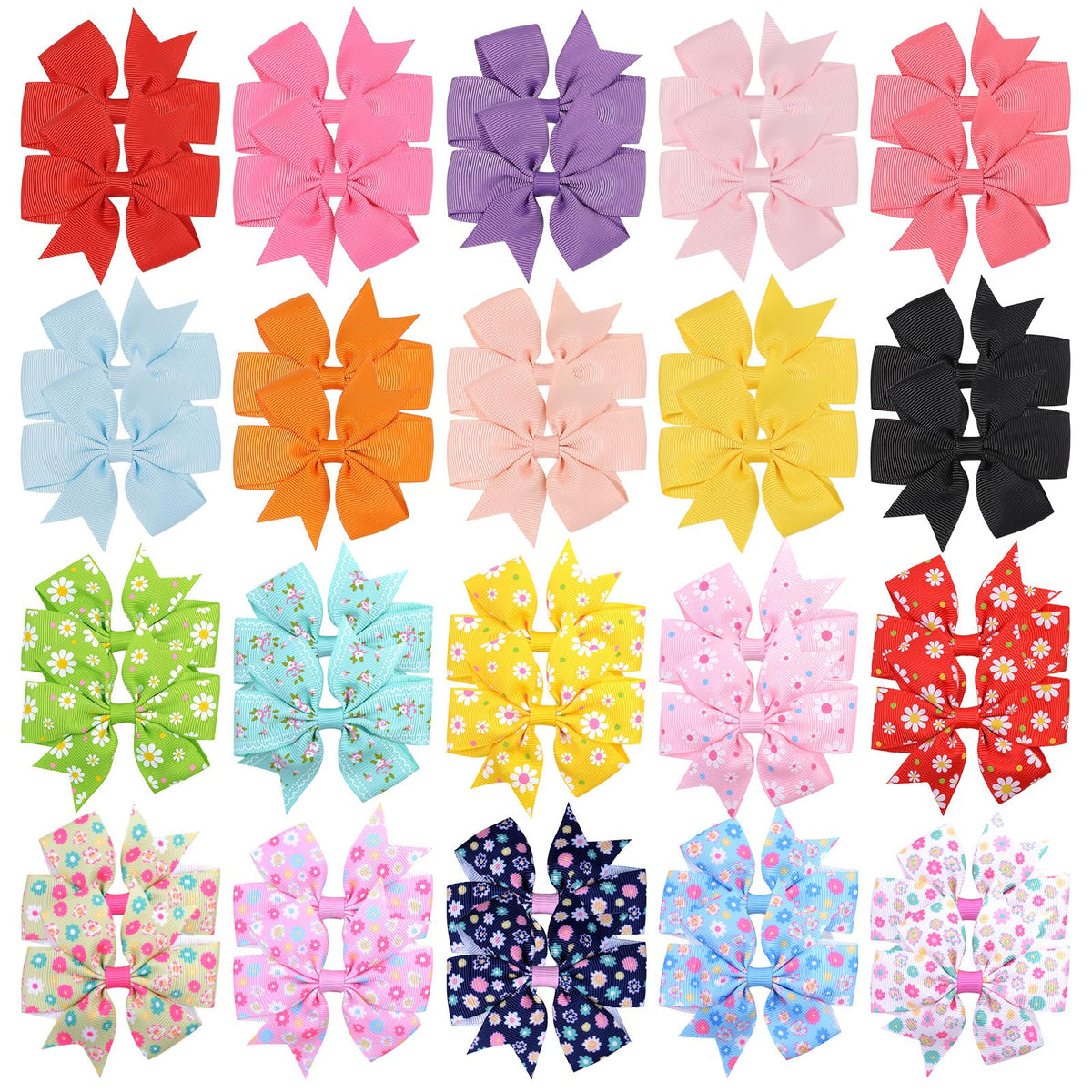 Choicbaby 60pcs 3 Inches Grosgrain Ribbon Hair Bows for Baby Girls Toddler
