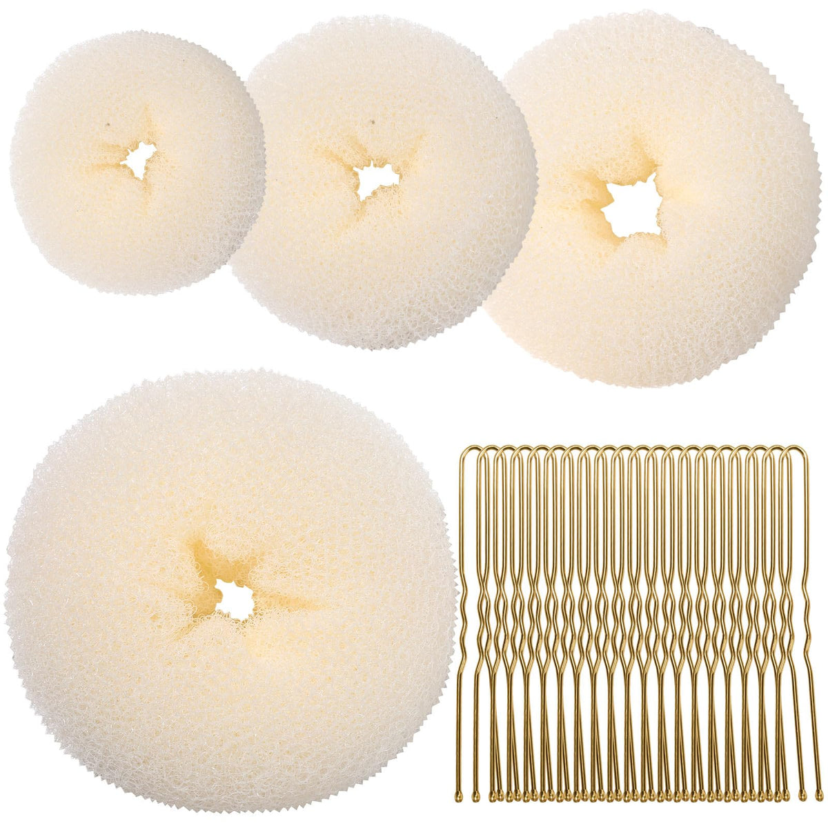 Teenitor Hair Bun Maker, Hair Buns for kids Girls, Hair Donuts, Ballet Bun Maker,4 Size, Light Brown
