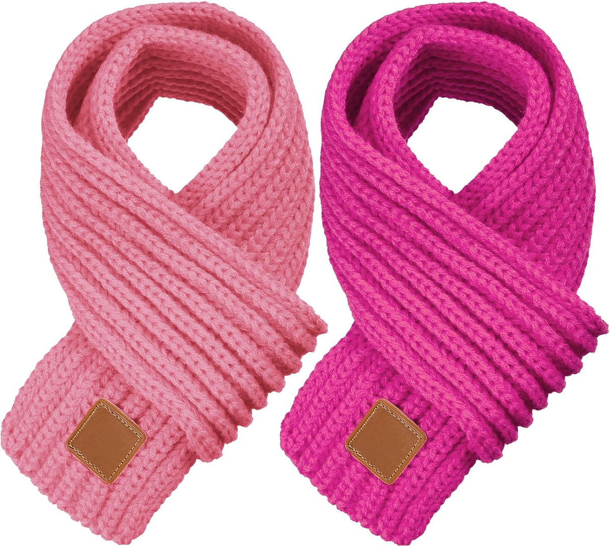 Zhanmai 2 Pcs Toddler Scarf Kids Warm Set Winter Knit Scarves Soft Neck Warmer for Boys Girls Children