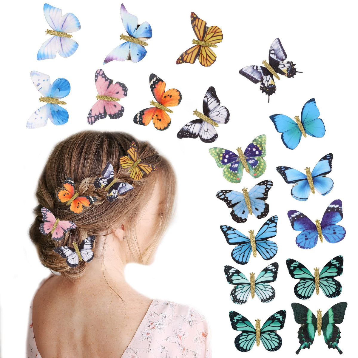 20Pcs Glitter Hair Clips for Kids - Moving Fairy Accessories for Women, Girls Colorful Hair Clips 90s (Brown)
