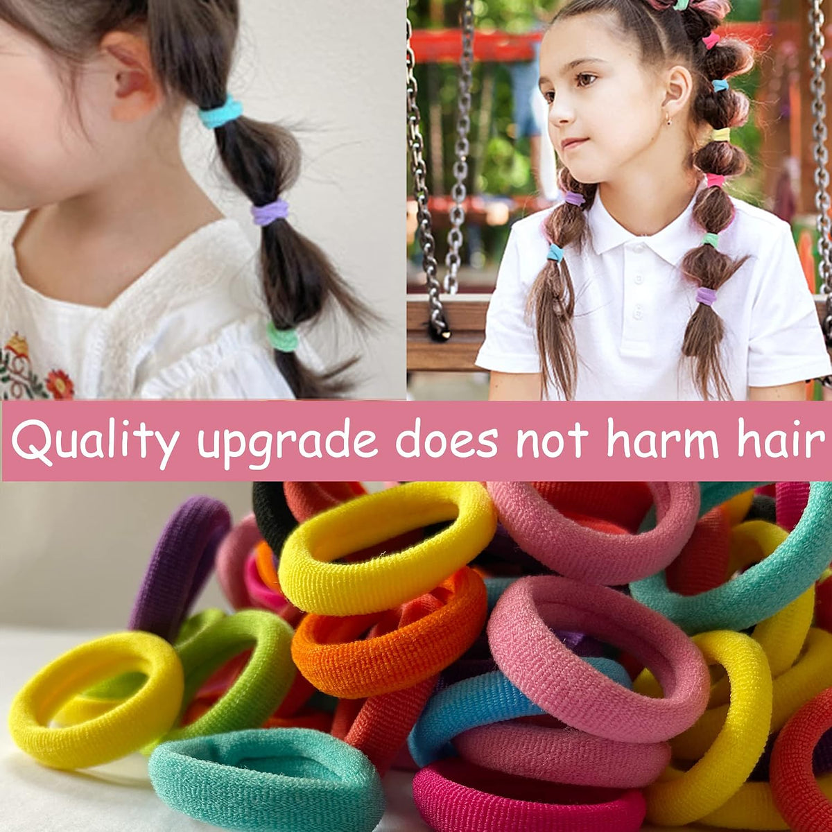 100 Pcs Baby Hair Ties, Cotton Ponytail Holders, No Damage Elastics