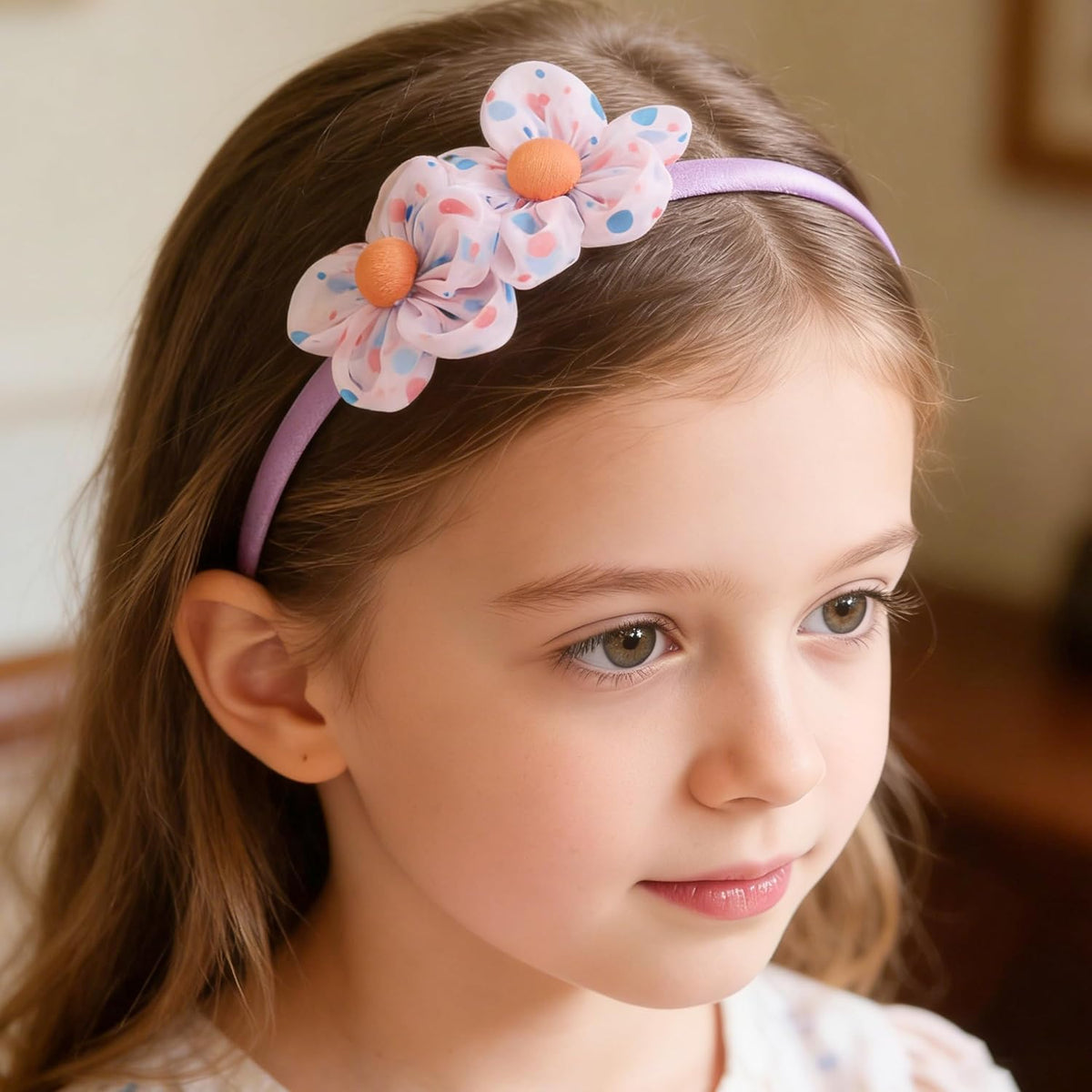 XIMA 11pcs Girls Pearl Flower Headbands,Non-Slip Hair Accessories for Kids