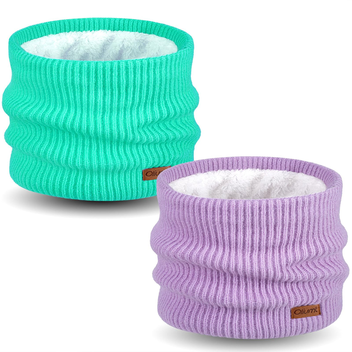 Kids Neck Warmer Winter Neck Gaiters Knitted Infinity Scarf for Boys Girls Fleece Lined Ski Mask for Cold Weather