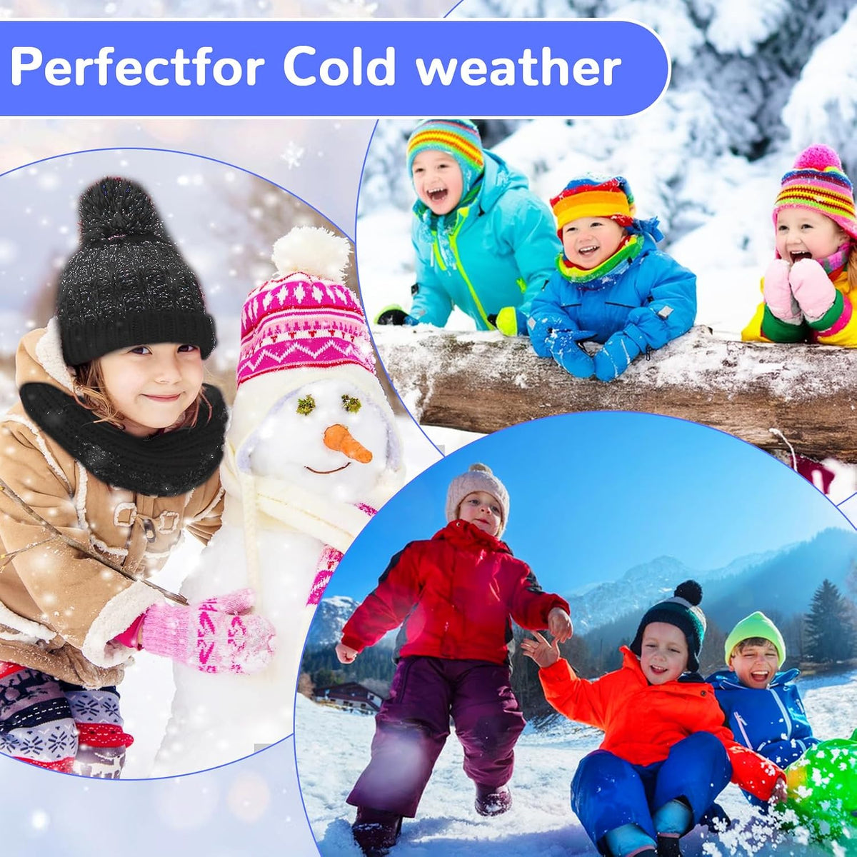 Abeillo Warm Kids Winter Knit Scarves Soft Knitted Neck Warmer Scarf Warm Scarves Wrap for Boys Girls