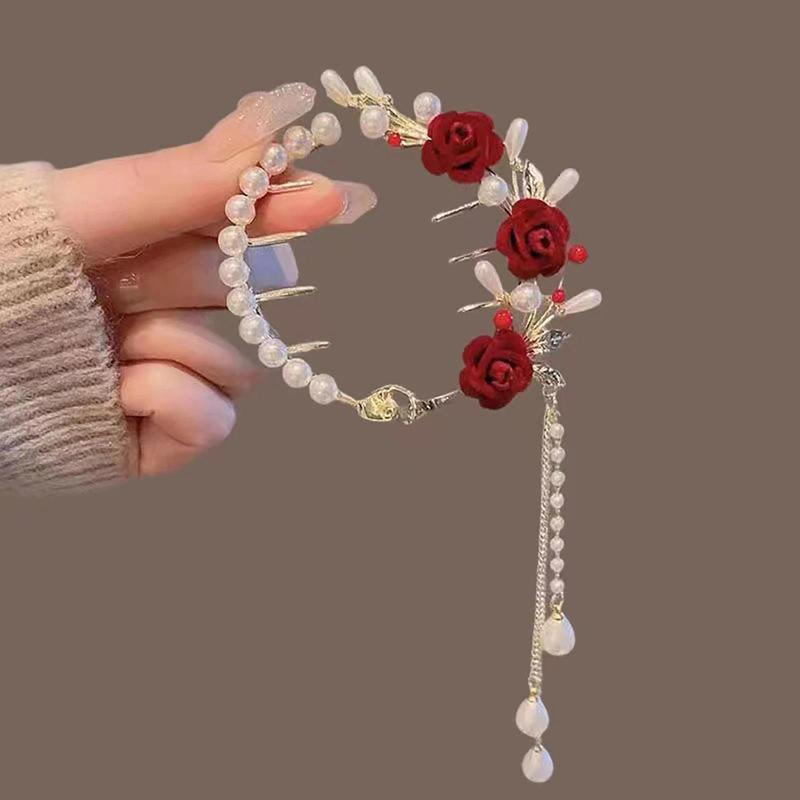 Women's Chinese-Style Alloy-Resin Bling Butterfly Hair Clip with Tassel Holders, Elegant Bun Claw, Ponytail Holder, One Size for Engagement, Anniversary, Business Occasions
