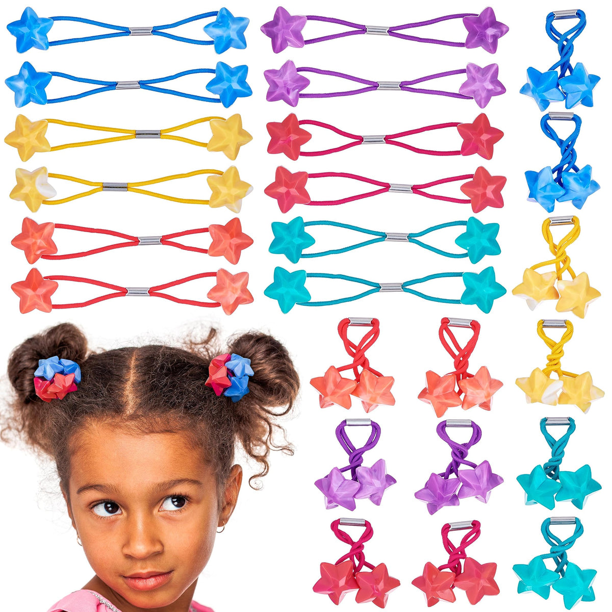 24pc Ponytailers Ponytail Balls Hair Elastics, 16mm-Value Pack