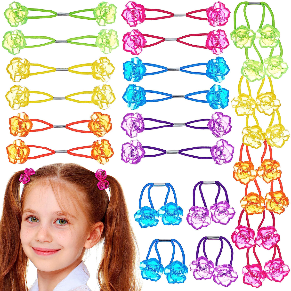 24pc Ponytailers Ponytail Balls Hair Elastics, 16mm-Value Pack