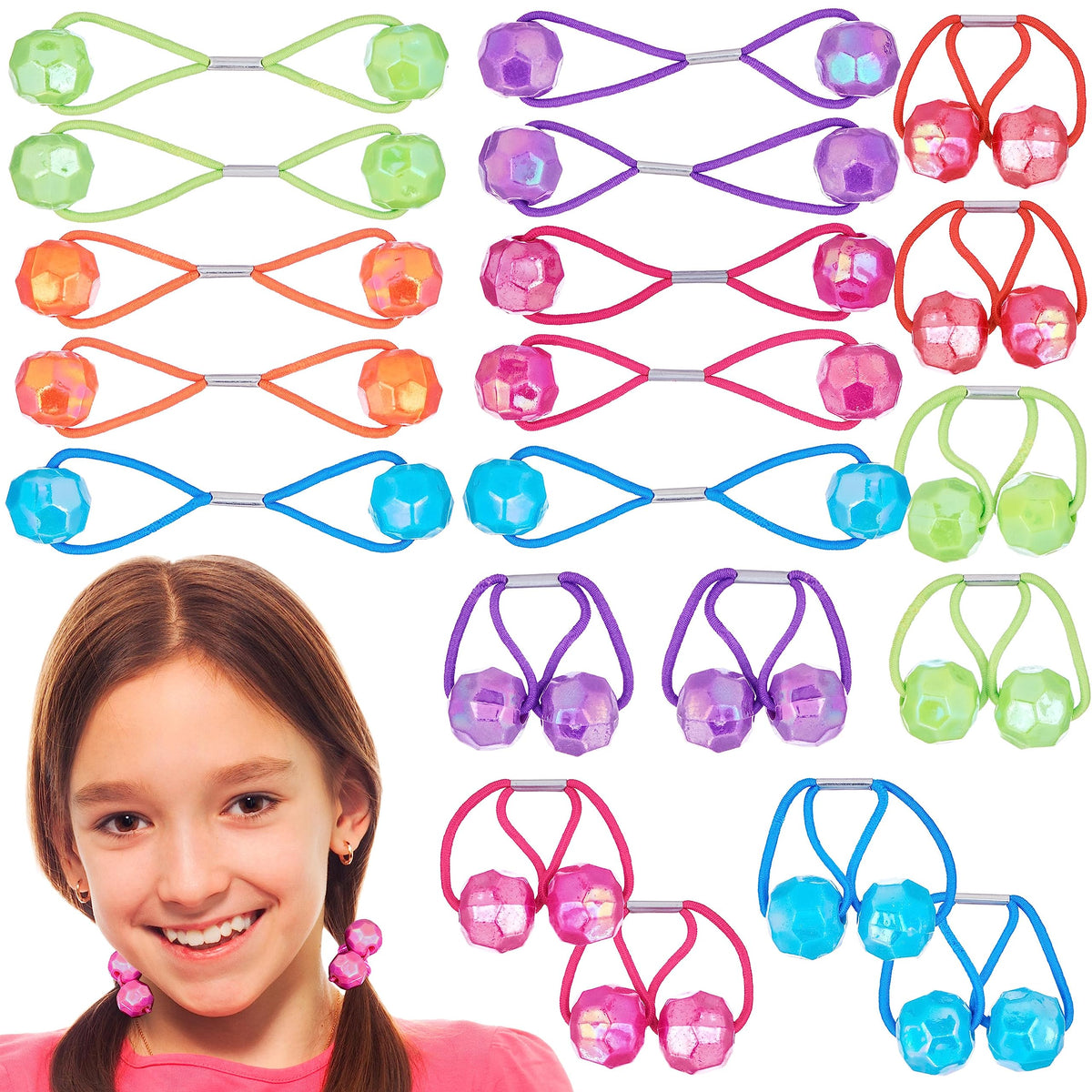 24pc Ponytailers Ponytail Balls Hair Elastics, 16mm-Value Pack