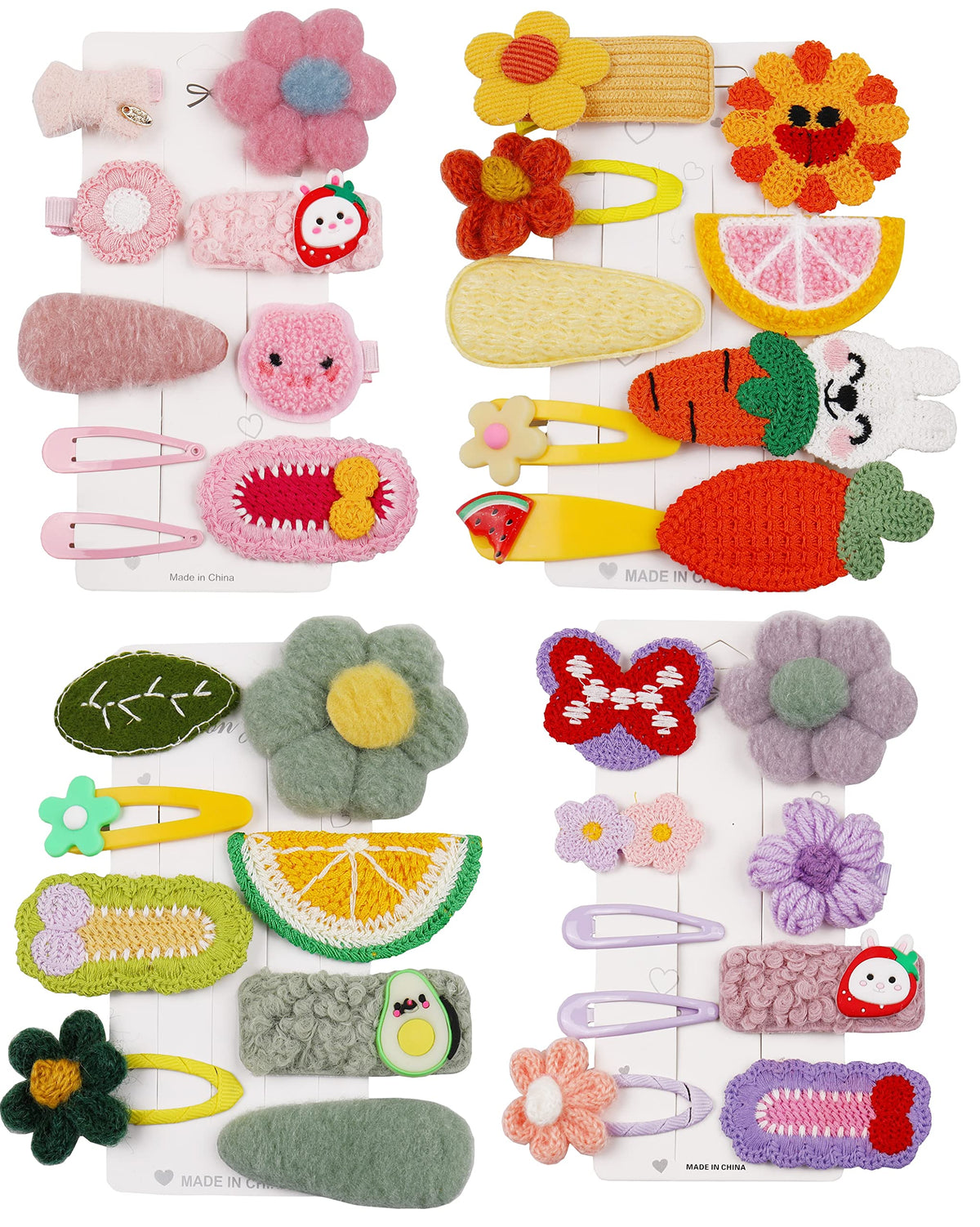 56PCS Toddler Hair Accessories Set: Colorful Rainbow Barrettes, Pins, Candy Fruits, Butterflies for Kids' Stylish Hairstyles