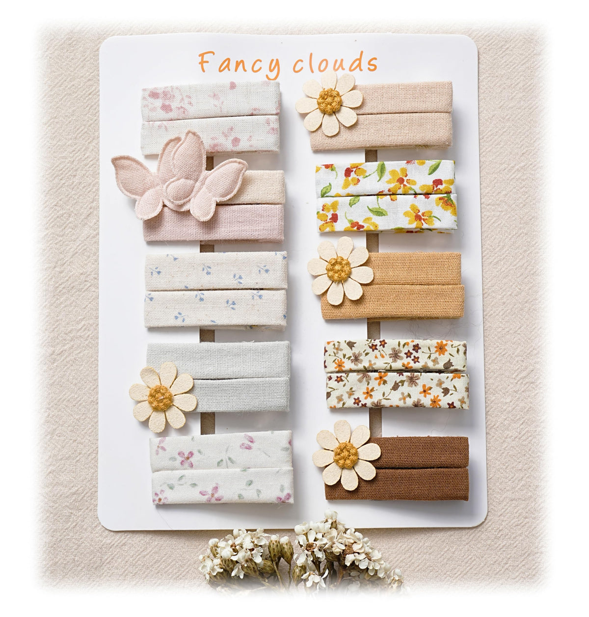 FANCY CLOUDS Hair Clips for Girls Women Toddler Baby,Assorted 20Pcs Flower Fabric Fully Lined Small Alligator Clips Hair Accessories for Teens Child Kids Gifts
