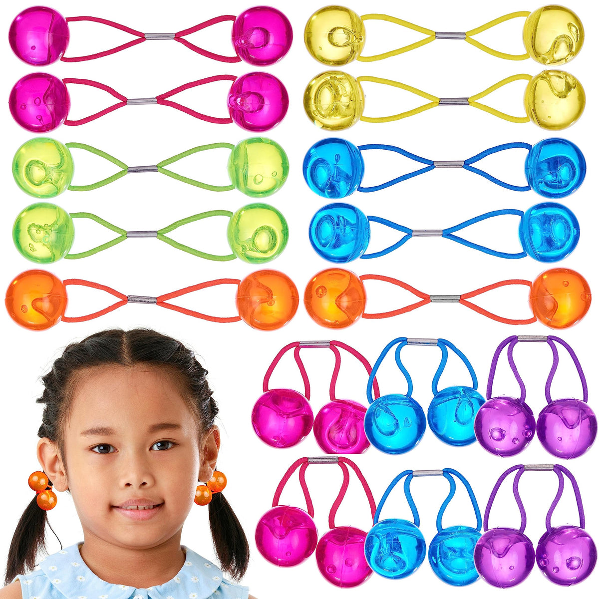 24pc Ponytailers Ponytail Balls Hair Elastics, 16mm-Value Pack