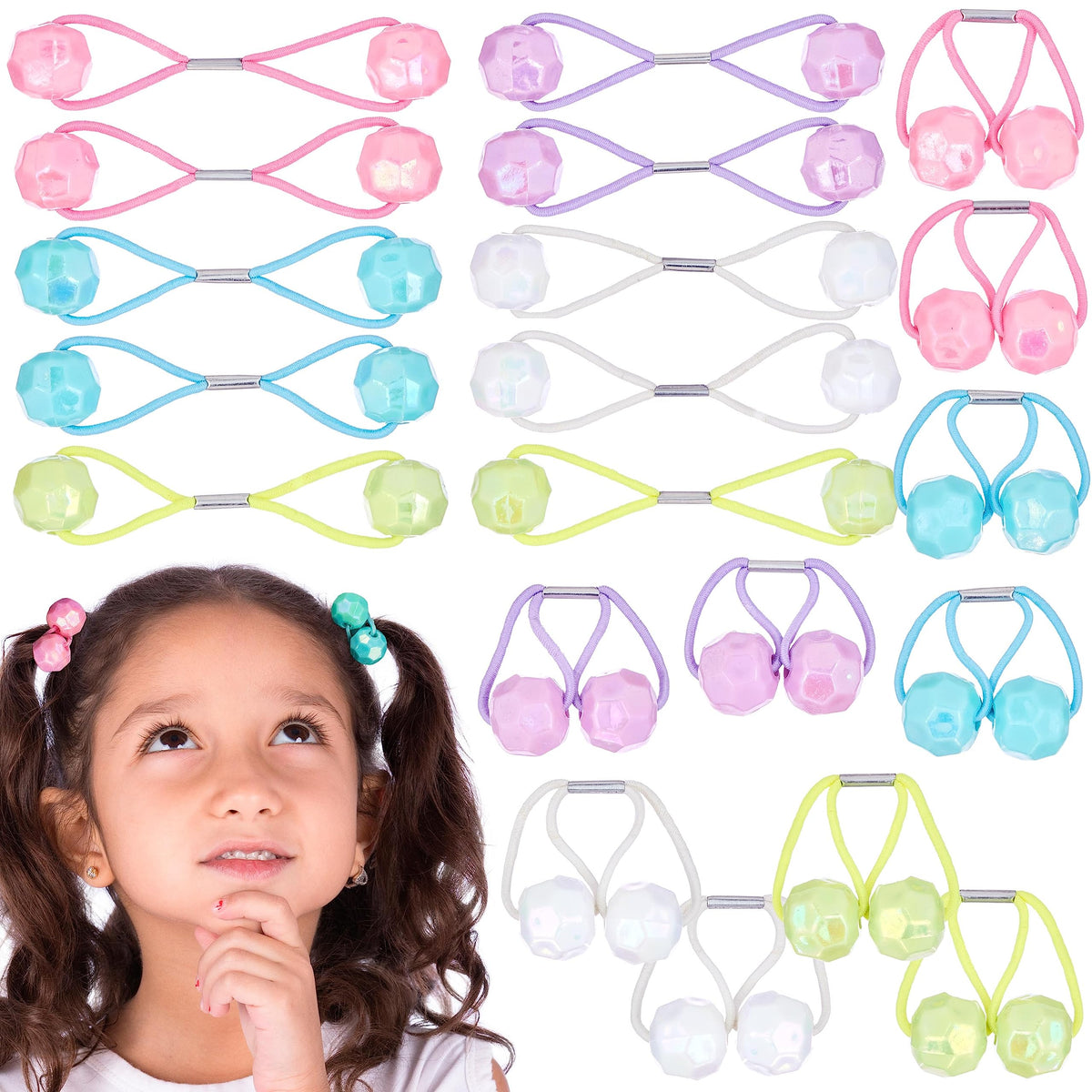 24pc Ponytailers Ponytail Balls Hair Elastics, 16mm-Value Pack