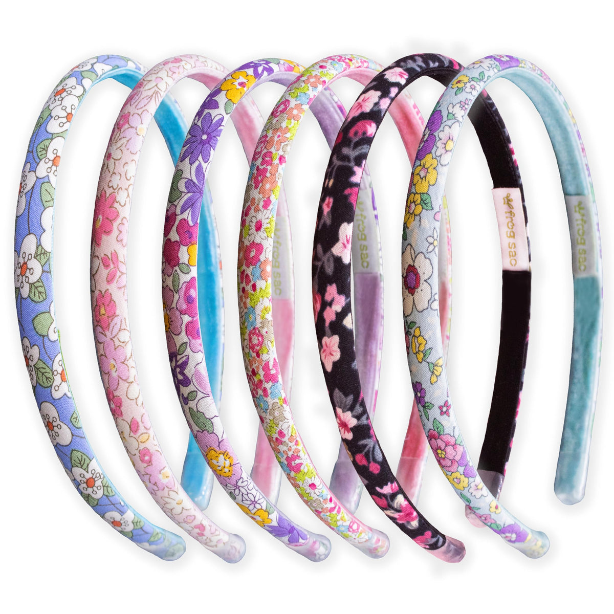 FROG SAC 6 Headbands for Girls - Thin Head Bands for Kids, Toddler Hair Band Accessories, Glitter Mermaid Floral Hairbands, Easter Basket Stocking Stuffers (Pink,Purple,Rainbow,Gold,Black,White)