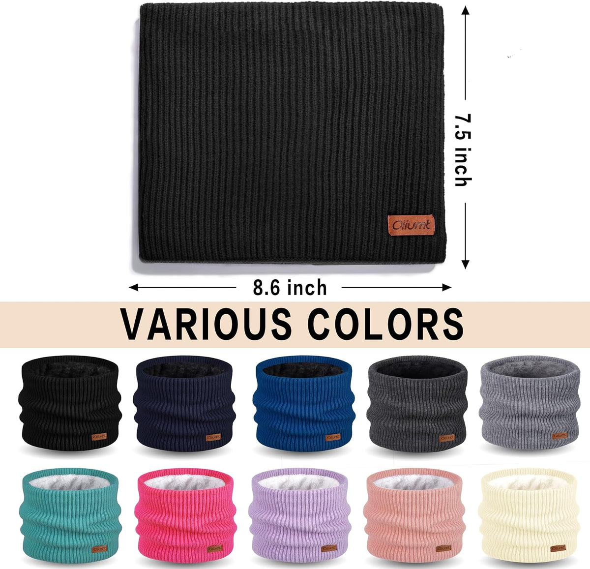 Kids Neck Warmer Winter Neck Gaiters Knitted Infinity Scarf for Boys Girls Fleece Lined Ski Mask for Cold Weather