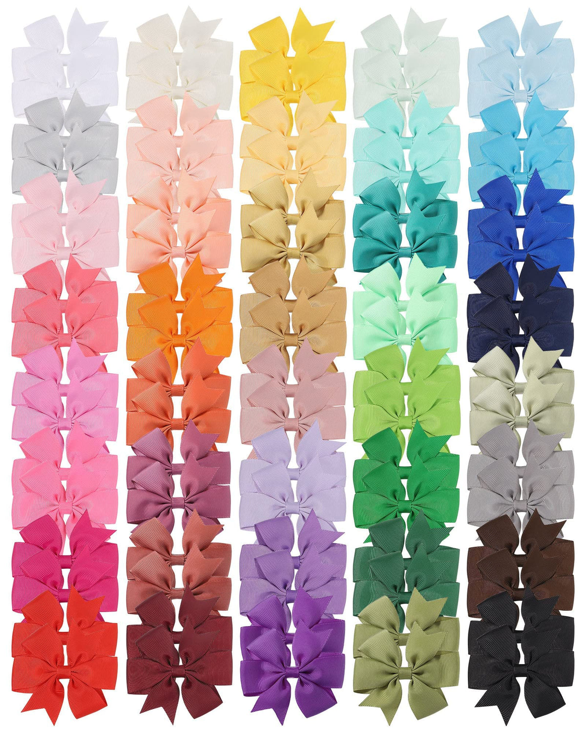Choicbaby 60pcs 3 Inches Grosgrain Ribbon Hair Bows for Baby Girls Toddler
