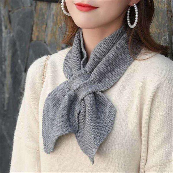 BIGWIG Women's Knitted Terry Scarf - Winter Warm Solid Color, Sweet Retro, Fashionable Knotted Fishtail, Casual Soft Shawl