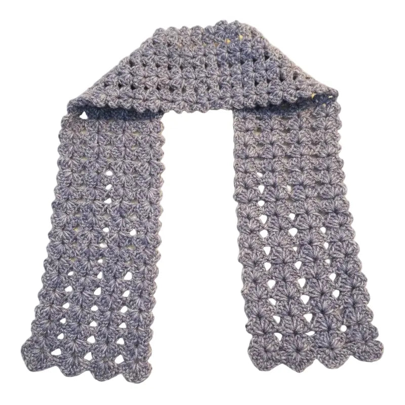 Denim Blue Crochet Scarf, Fashionable Scarf, Soft Warm Shawl, Casual Everyday All-Seasons Accessory