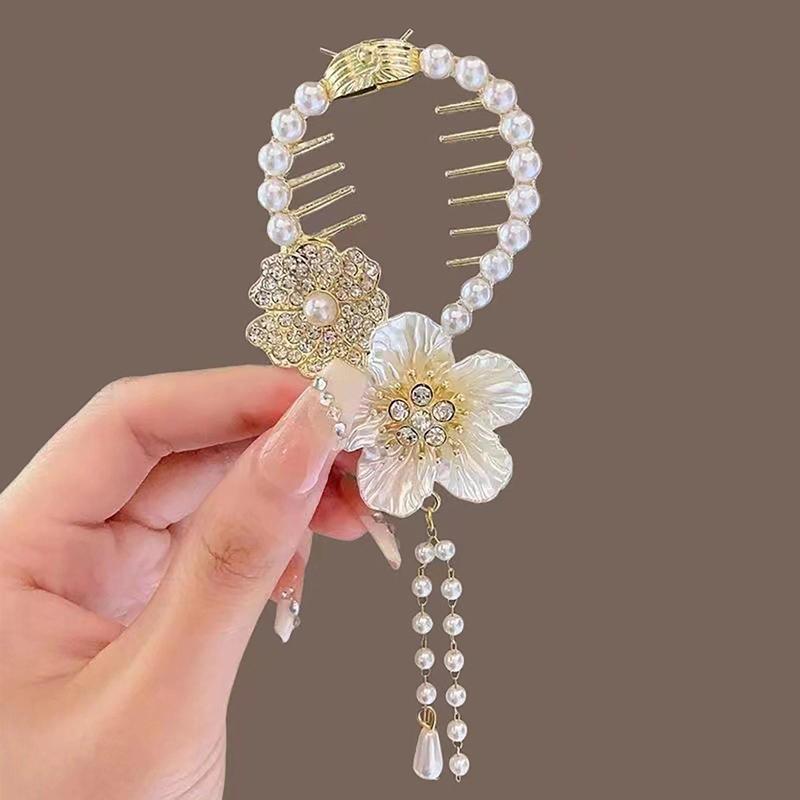 Women's Chinese-Style Alloy-Resin Bling Butterfly Hair Clip with Tassel Holders, Elegant Bun Claw, Ponytail Holder, One Size for Engagement, Anniversary, Business Occasions