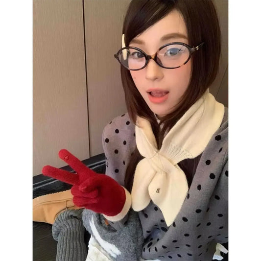 Solid Color Minimalist Small Scarf for Women, Autumn and Winter Outerwear, Neck Warmer, Fake Collar Decoration, Fashionable and Versatile Warm Scarf