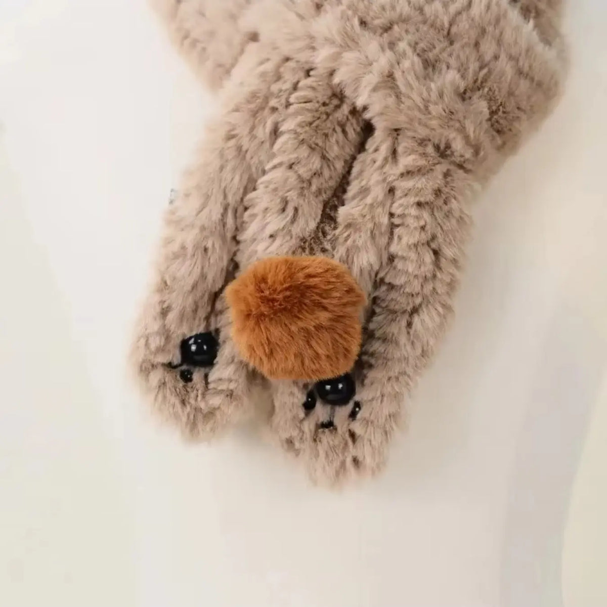 Cute design furry scarf for women, new winter style fluffy bear paw, lazy crossover wear warm neck wrap