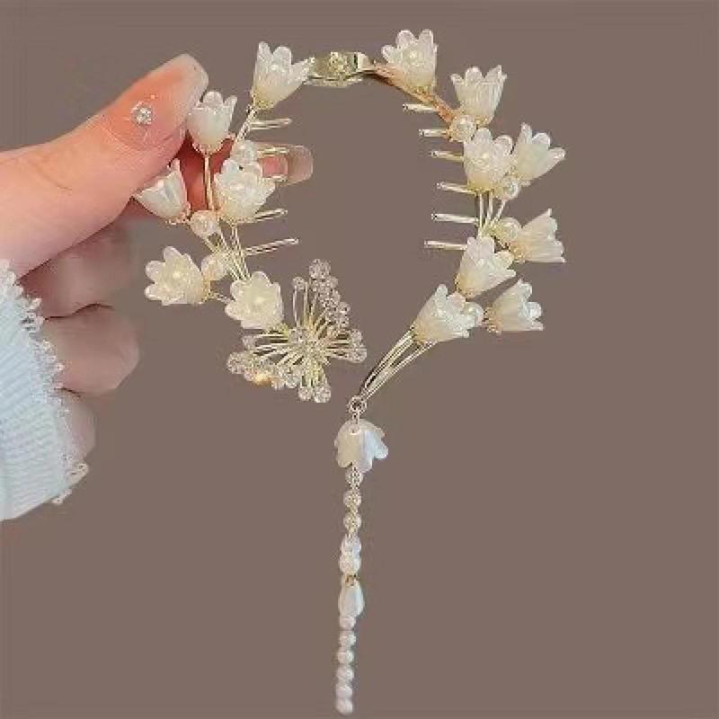 Women's Chinese-Style Alloy-Resin Bling Butterfly Hair Clip with Tassel Holders, Elegant Bun Claw, Ponytail Holder, One Size for Engagement, Anniversary, Business Occasions